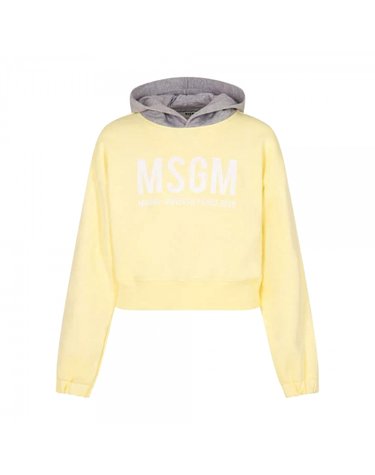 키즈 여성 로고 프린팅 투톤 크롭 후드티 레몬에이드/그레이 S6MSJGHS025 MS078