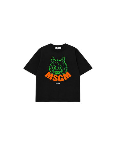 키즈 여성 몬스터 로고 프린팅 반팔 티셔츠 블랙 F6MSJBTH287 110
