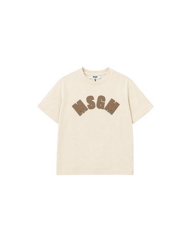 키즈 로고 패치 반팔 티셔츠 크림/카멜인센스 F6MSJGTH096 MS059