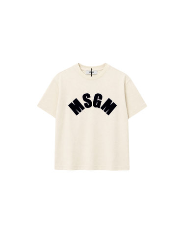 키즈 로고 패치 반팔 티셔츠 크림/블루블랙 F6MSJGTH096 01321
