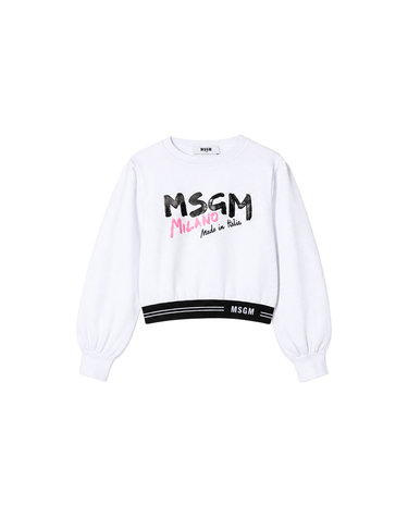 키즈 로고 프린트 크루넥 맨투맨 화이트 MS026944 001