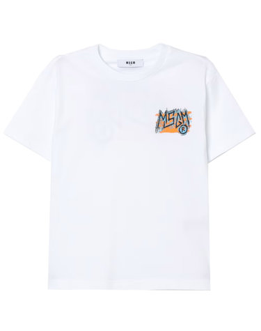 25SS 키즈 백로고 프린트 크루넥 티셔츠 화이트 S5MSJBTH308 001