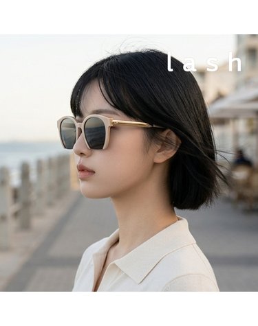 래쉬 FROWN H 501 라운드 하프 뿔테 오버사이즈 패션 선글라스