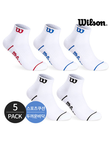 윌슨 남성 스포츠 쿠션 칼라 원라인 발목양말 5P_MX