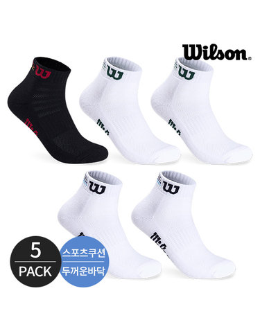 윌슨 남성 스포츠 쿠션 빽라인 컬러포인트 발목양말 5P_MX