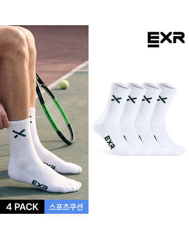 EXR 남성 스포츠 쿠션 베이직 스탠다드 장목양말 4P_WHGR