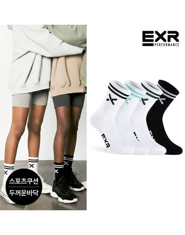 EXR 여성 스포츠 쿠션 투링글 장목양말 4P_MX