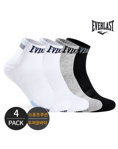 에버라스트 남성 스포츠 쿠션 프런트로고 발목양말 4P_MX