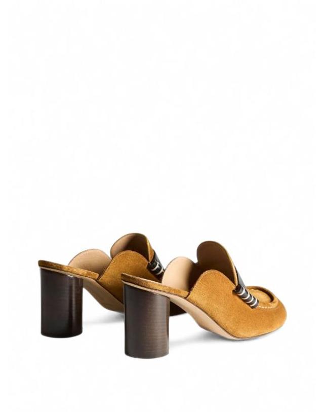 제이더블유앤더슨 [해외직구] 26FW JW앤더슨 박스 스티치 스웨이드 힐 로퍼 뮬 MU0022LA0413 269 BROWN 착용컷