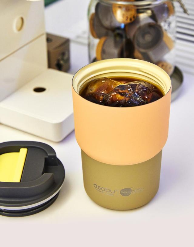 아소부 캐나다 아소부 세라믹 스텐 진공 보온보냉 텀블러 커피익스프레스 파스텔 360ml 착용컷