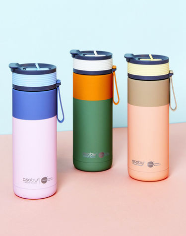 캐나다 아소부 세라믹코팅 스텐 보온보냉 손잡이 빨대 텀블러 아스펜 파스텔 600ml
