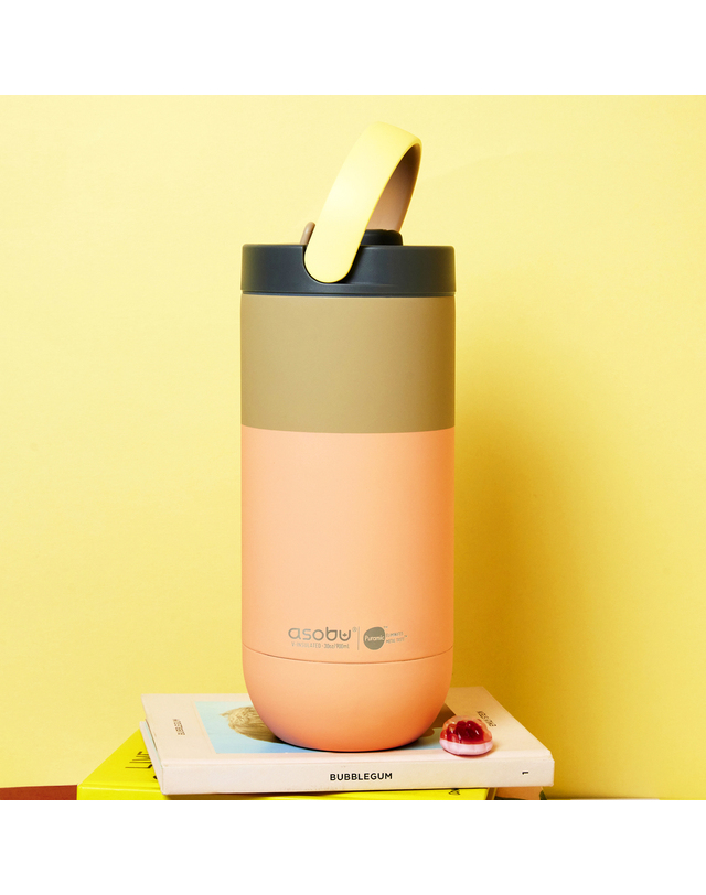 아소부 캐나다 아소부 세라믹코팅 스텐 보온보냉 손잡이 빨대 텀블러 오르빗 파스텔 900ml 착용컷