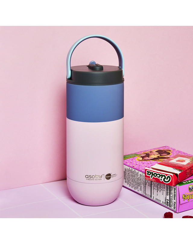아소부 캐나다 아소부 세라믹코팅 스텐 보온보냉 손잡이 빨대 텀블러 오르빗 파스텔 900ml 착용컷