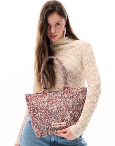 SHOPPER VINTAGE [FLOWER-BROWN]-MEDIUM