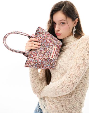 SHOPPER VINTAGE [FLOWER-BROWN]-MINI