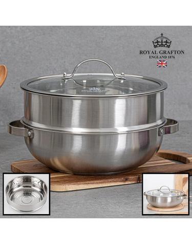 [로얄그래프톤] 리썸 IH 스텐냄비 2단 찜솥 28cm