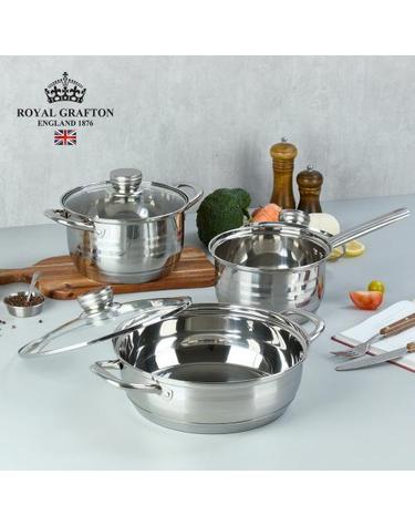 [로얄그래프톤] 루시 IH 스텐냄비 3종세트 (편수 18cm+양수 20cm+전골 26cm)
