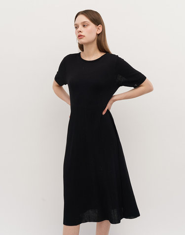 [세컨스킨] 하프슬리브 플레어 롱드레스_SD3200
