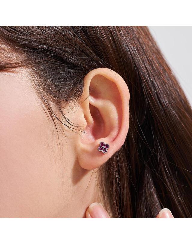 도로시 [도로시] 14k 럭키 클로버 루비 피어싱(랩 다이아몬드)(1개) 착용컷