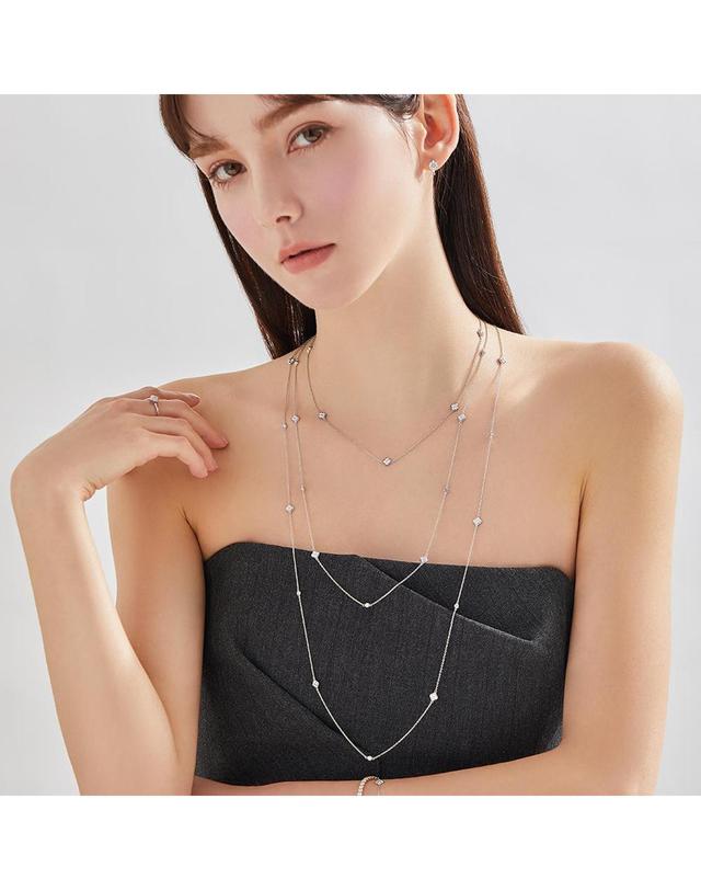 도로시 [도로시] 14K 18K 모이사나이트 클로버 체인 롱 목걸이_2type 착용컷