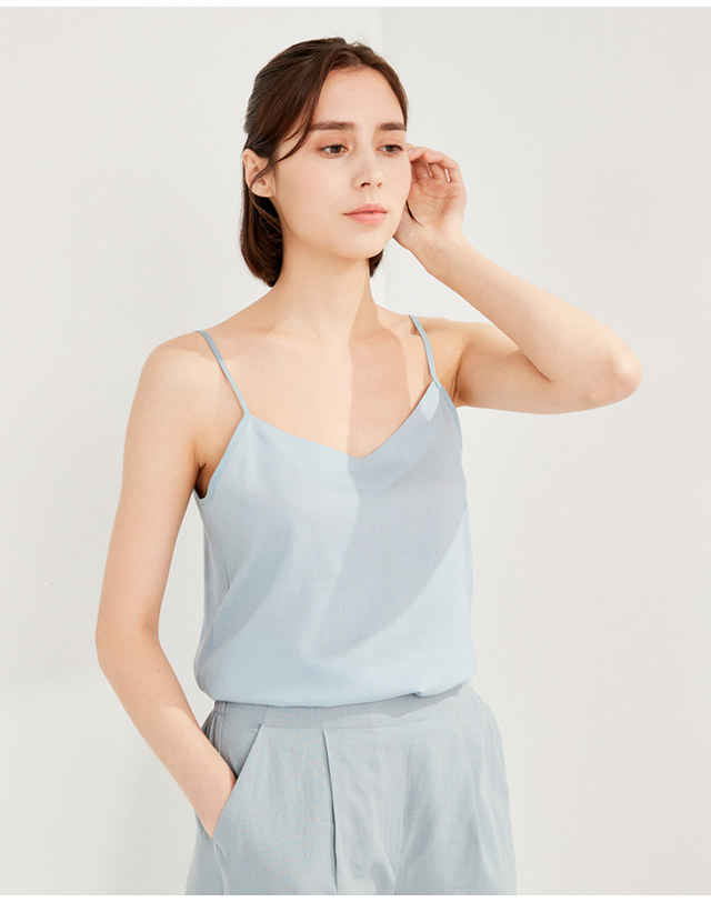 유닛 린넨 혼방 우븐 끈나시 [UFH2-WSN246N] 착용컷