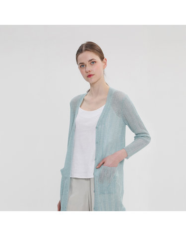 브이넥 리브 롱니트 가디건 [UFJKCA25PN]