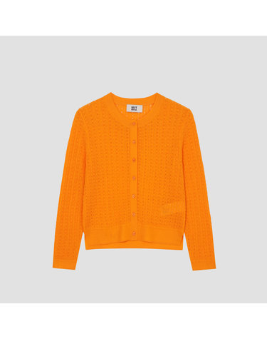 라인 블렌드 크루넥 스카시 니트 가디건 [UFJKCA256N-ORANGE]