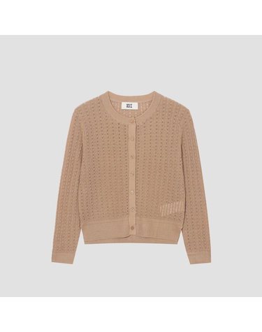 라인 블렌드 크루넥 스카시 니트 가디건 [UFJKCA256N-LIGHR BROWN]