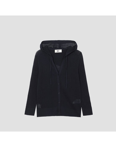 린넨 블렌드 브이넥 후드 니트 가디건 [UFJKCA25RN-NAVY]