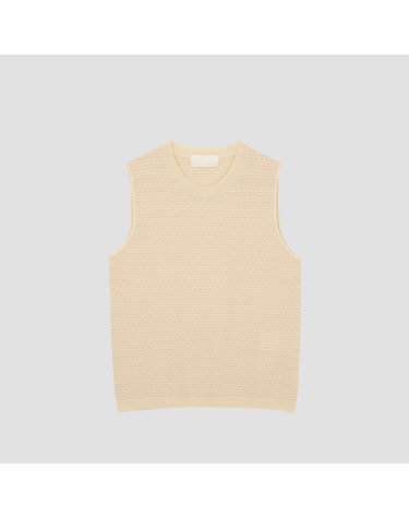 린넨 혼방 크루넥 스트립 니트 슬리브리스 탑 [UFJKSN243N-LIGHT BEIGE]