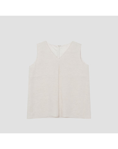 린넨 혼방 브이넥 슬리브리스 탑 [UFJWSN249N-LINEN]