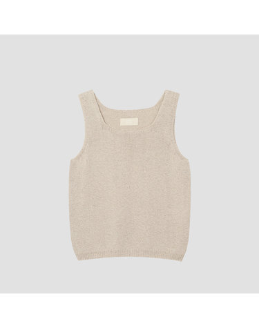 리사이클 린넨 혼방 사각넥 니트 슬리브리스 탑 [UFJKSN242N-LIGHT BEIGE]