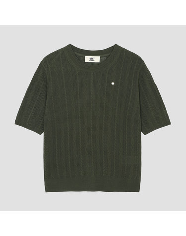 린넨 혼방 케이블 크루넥 니트 [UFJKCN216N-KHAKI]