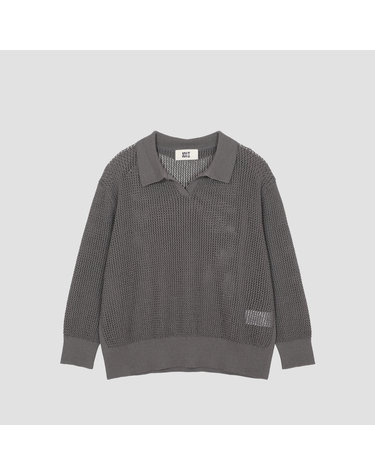 린넨 혼방 폴로넥 스카시 니트 [UFJKPN228N-DARK GREY]