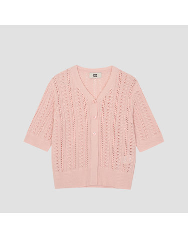 린넨 혼방 브이넥 케이블 니트 [UFJKVN220N-LIGHT PINK]