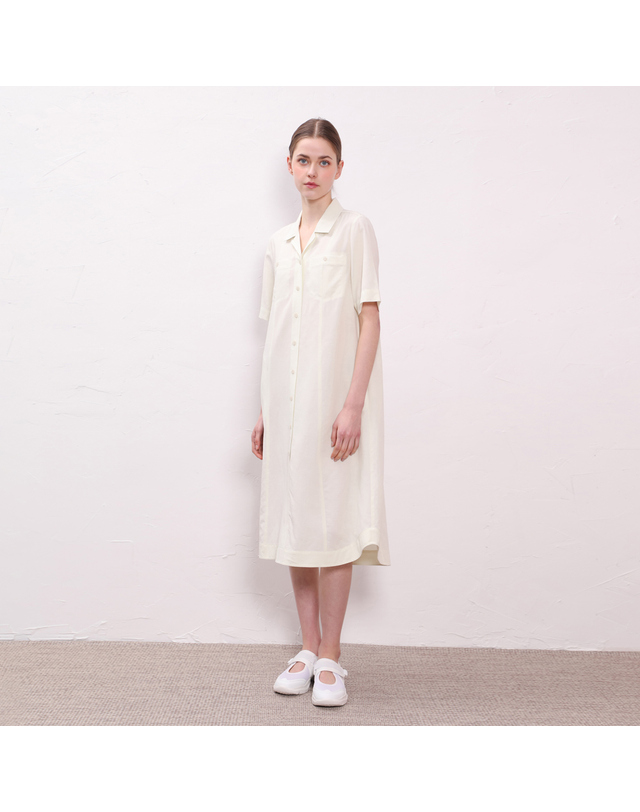 유닛 하프 오픈 카라 원피스 [UFJWOP271N-LIGHT GREEN] 착용컷