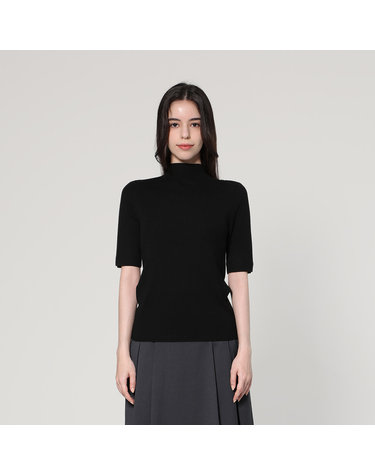 캐시미어 블렌드 리브드 니트 풀오버 (UFJKMN338S-BLACK)