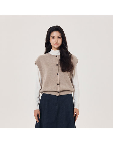 드롭숄더 오픈 베스트 (UFJKVE363N-L/BEIGE)