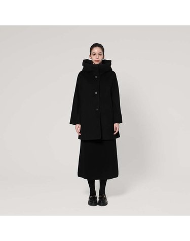 오버핏 후디드 하프 코트 (UFJWCO460N-BLACK)