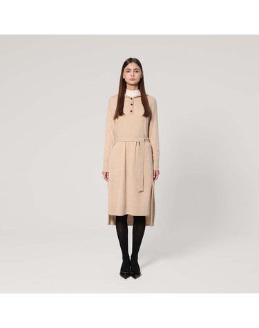 [캐시미어 100] 캐시미어 트임 벨트 롱 원피스 (UFJKOP471C-BEIGE)