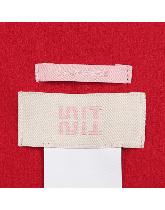 유닛 [캐시미어 100] 캐시미어 지블링 머플러(40cm) (UFJWAM496C-RED) 착용컷