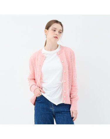 벌룬 소매 플루메리아 크로셰 가디건 (UFKKCA358N-PINK)