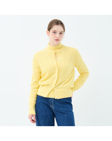 벌룬 소매 플루메리아 크로셰 가디건 (UFKKCA358N-YELLOW)