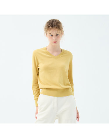 캐시미어 블렌디드 베이직 아네모네 브이넥 풀오버 (UFKKVN321N-YELLOW)