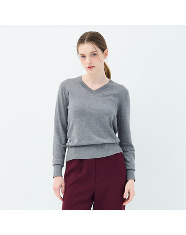 캐시미어 블렌디드 베이직 아네모네 브이넥 풀오버 (UFKKVN321N-M/GREY)