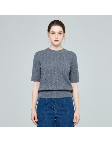 캐시미어 케이블 반팔 지니아 크루넥 풀오버 (UFKKCN310C-M/GREY)