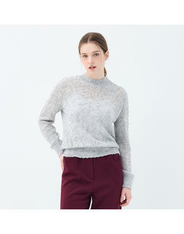 크로셰 포인트 모헤어 바질 크루넥 풀오버 (UFKKCN31HN-L/GREY)