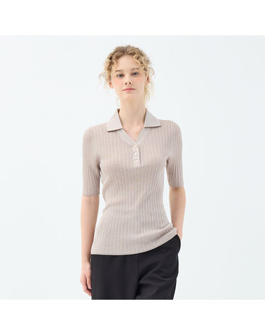 글리터 오픈 카라 페리윙클 폴로넥 풀오버 (UFKKPN320N-L/BEIGE)