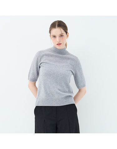 캐시미어 반팔 소매 란타나 모크넥 풀오버 (UFKKMN330C-M/GREY)