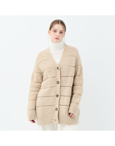 글로우 스트라이프 알파카 블렌디드 카네이션 가디건 (UFKKCA459N-BEIGE)